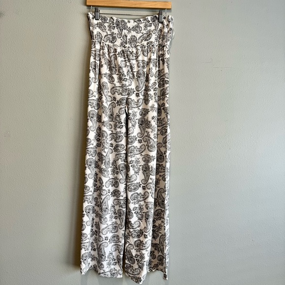 Salty Lemon Paisley Print Pull On Pants Beach Boho Lightweight Resort L - Picture 2 of 6